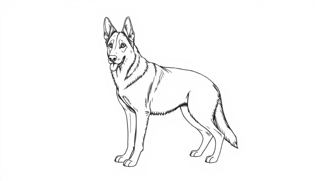 German Shepherd basic shapes drawing
