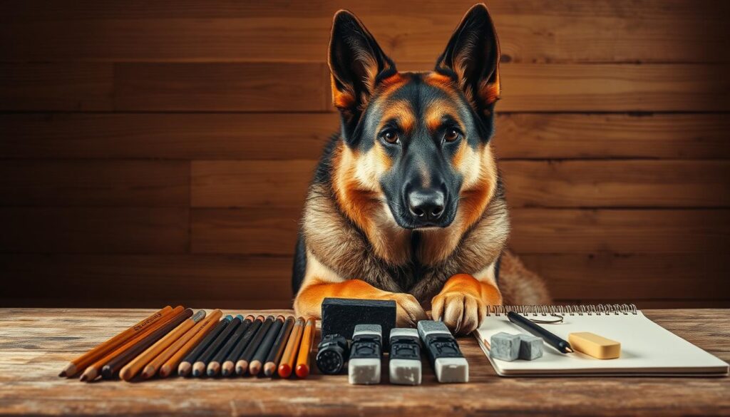 German Shepherd drawing materials