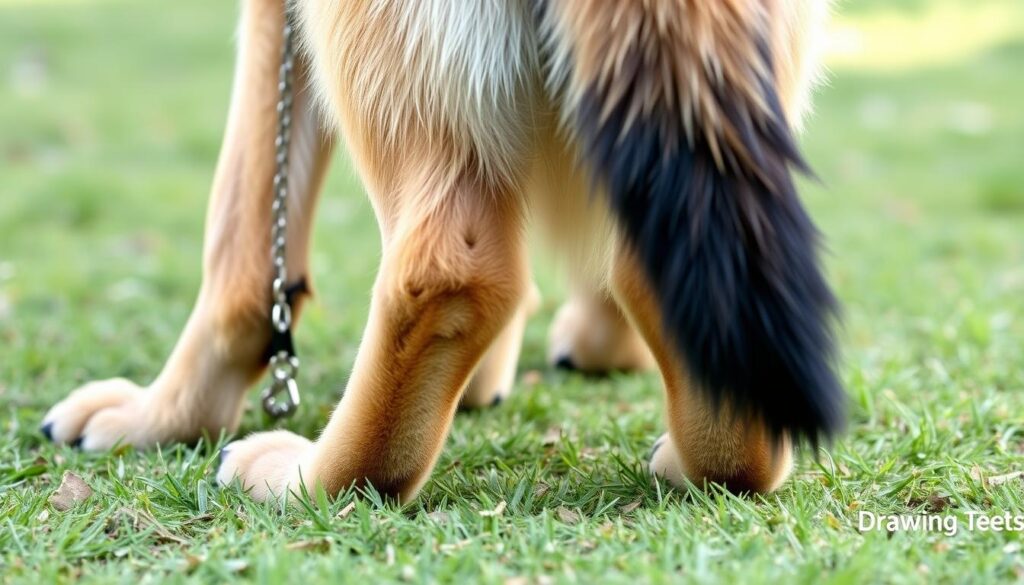 German Shepherd tail and paws