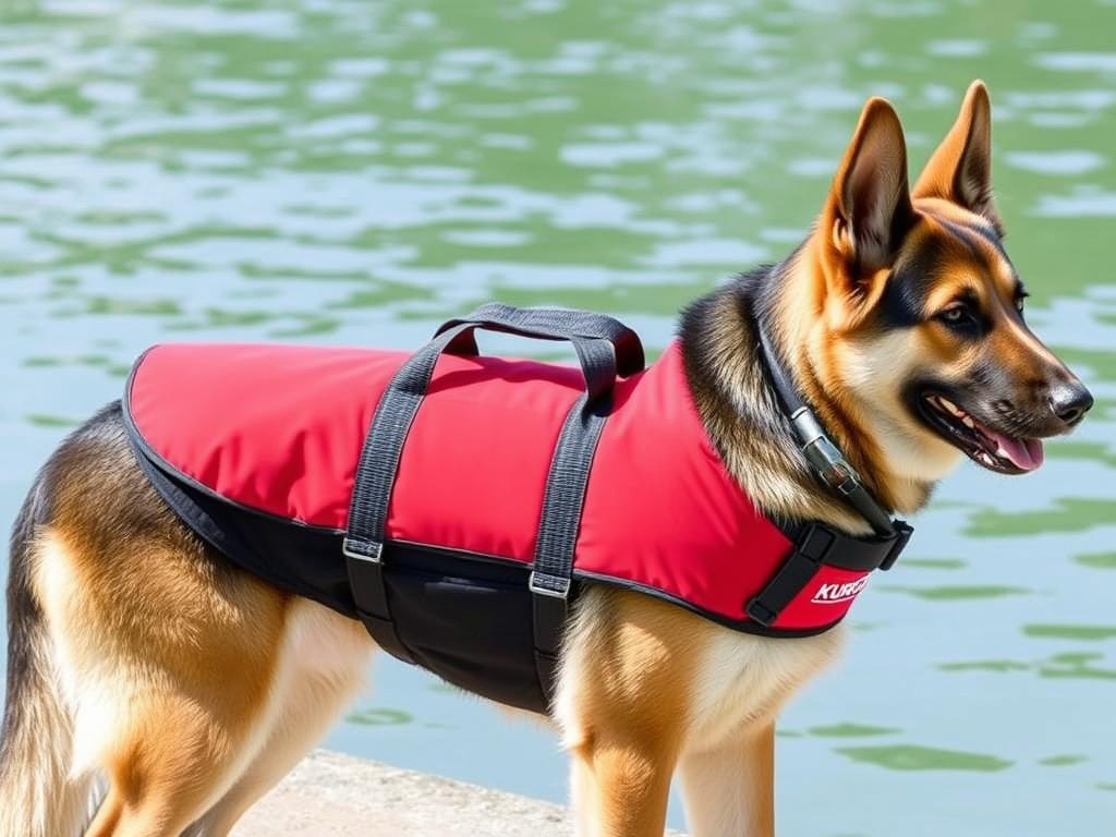 Kurgo Surf N Turf Dog Life Jacket on a German Shepherd Kurgo Surf N Turf Dog Life Jacket on a German Shepherd